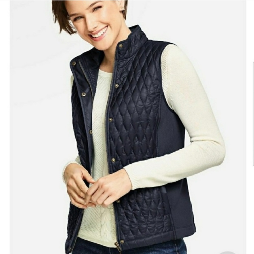 TALBOTS | Quilted Vest With Stretch Knit Panels